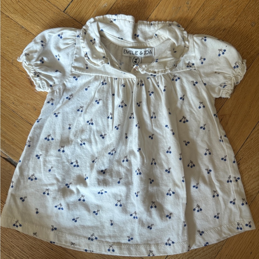 Emile et Ida blue cherry print dress